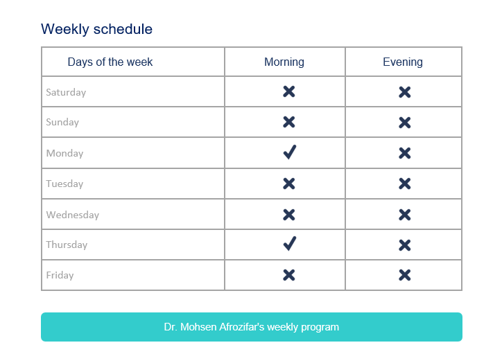 برنامه هفتگی Dr.Afrouzifar